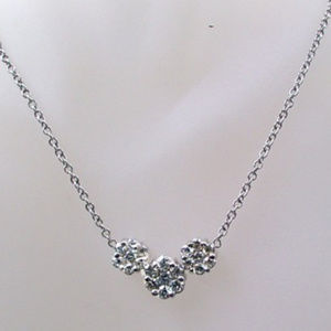 Diamond Cluster Necklace 1.01TDW 14KT White Gold